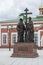 Monument Saints Slovenian teachers Kiril and Methodius. The Republic of Mari El, Yoshkar-Ola, Russia. 05/21/2016.