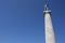 Monument sculpture of the Belgrade Victor made of bronze, located in Kalemegdan park facing the Sava River and Zemun district, Bel