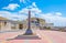 Monument on seaside of the sicilian city Marsala, Italy