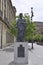 Monument with Statue of King Charles III from Downtown of Pamplona City of Navarre region in Spain