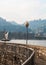 A monument to Alessandro Volta on the lake Como, Italy