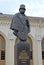 Monument to the baron Alexander Lyudvigovich Shtiglits against the railway station of station New Peterhof