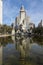 Monument to Cervantes and Don Quixote and Sancho Panza at Spain Square in City of Madrid, Spai