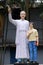 Monument to Croatian Jesuit Missionary Ante Gabric in front of the Catholic Church in Kumrokhali, India