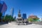 Monument to Cuauhtemoc, the last Mexican ruler of Tenochtitlan, located at the intersection