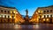 Monument to Duc de Richelieu in Odessa, Ukraine.  Evening view. Panoramic night view, long exposure