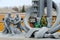 Monument to firefighters who participated in liquidation of consequences of accident at Chernobyl nuclear power plant