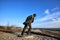 Monument to French writer and philosopher Jean-Paul Sartre, installed on the dune of Parnidis