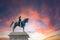 Monument to Garibaldi statue of Giuseppe Garibaldi an italian general riding a horse in bronze in italy rome.