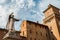 Monument to Girolamo Savanarola, famous monk and reformer, overlooking Castello Estense in Ferrara, Italy