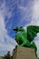 Monument to the green dragon on the bridge in Ljubljana, slovenia