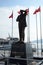 Monument to Kemal Ataturk `Peace to Homes, World Peace` on the square of the city of Marmaris