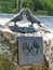 Monument to lovers student couples. The sculpture consists of two huge cooing pigeons and a bronze plate `hands of love`.