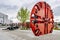 Monument to the metro in Moscow in summer day in new residental district