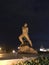 Monument to Musa Jalil near the Kazan Kremlin against the night sky. Republic of Tatarstan, Russia