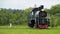 Monument to the old steam train on the rails