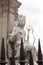 Monument to Queen Anne in front of the St Paul`s Cathedral, sculpture on a pedestal, London, United Kingdom