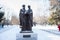 Monument to saints Peter and Fevronia - the patrons of marriage and family and the symbols of love and fidelity in a winter park