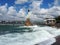 Monument to the scuttled ships during a small storm, Black Sea, Sevastopol Bay, Crimea