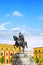 Monument to Skanderbeg in Scanderbeg Square in the center of Tirana, Albania