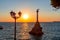 Monument to Sunken Ships in Sevastopol at sunset, Crimea peninsula