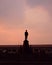 Monument to Thai King Rama in Bangkok at sunset. Silhouette