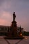 Monument to Thai King Rama in Bangkok at sunset. Silhouette