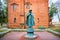 Monument to Tsarevich Dmitry near the ancient chambers in the Uglich Kremlin. Inscription: to Dmitry Tsarevich killed