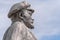 The monument to Vladimir Lenin, the Soviet leader. Stone statue with a view to the sky.