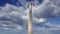 Monument to Yuri Gagarin against the moving clouds, Moscow, Russia