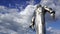 Monument to Yuri Gagarin against the moving clouds, Moscow, Russia