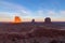 Monument Valley Landscape at Sunset - West Mitten Butte, East Mitten Butte and Merrick Butte