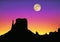 Monument Valley moon sunset