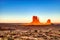 Monument Valley in Navajo National Park Illuminated by Sunset, Border of Utah and Arizona