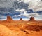 Monument valley under a cloudy sky