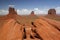 Monument Valley with West Mitten Butte, East Mitten Butte and Merrick Butte