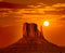 Monument Valley West Mitten at sunrise sky