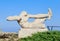 Monument warrior arrow with a bow on the mountain cape Kaliakra