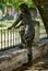 Monument of a woman observing the river in Burgos