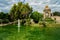 Monumental cascade fountain in Barcelona called â€œCascada Monumentalâ€ in Parc de la Ciutadella extra wide panorama