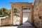 Monumental gate entrance of Ancient Theatre Epidaurus in Peloponnese, Greece, Europe.