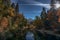 Monumental Half Dome in a sunlight and its reflection in the wat