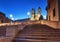 Monumental staircase Spanish Steps and and Trinita dei Monti church at night