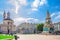 Monumento a Camillo Benso conte di Cavour statue on Piazza Carlo Emanuele II square with old buildings in Turin