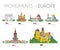 Monuments of Europe in cartoon style Volume 4. Vector illustration