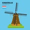 Monuments and landmarks Vector Collection: Kinderdijk Windmills.