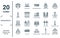 monuments linear icon set. includes thin line petra, taipei 101, potala palace, pyongyang, konark sun temple, guggenheim museum,