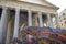 Monuments in Rome, Italy. Pantheon, facade of the Roman temple w