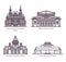 Monuments of Russian Architecture in thin line