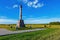 Monuments to Russian and French soldiers, at the site of a bloody battle during the war of 1812, on the Borodino field